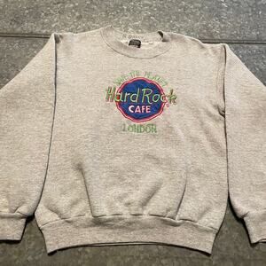 Vintage Hard Rock Cafe London Save The Planet Sweatshirt Small Screen Stars Gray